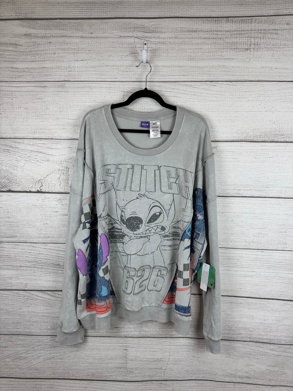 Disney Men's Stitch Gray Blue Graphic Crewneck Sweatshirt Size 2XL